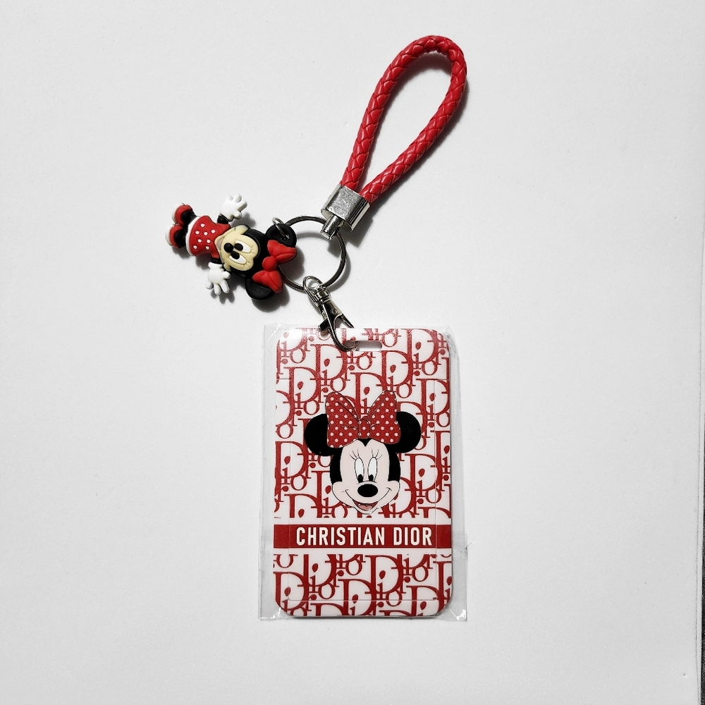 Minnie Mouse Disney ID Badge Holder Wristband Strap Keychain